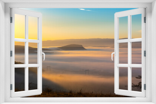 Fototapeta Naklejka Na Ścianę Okno 3D - Landscape with morning fog