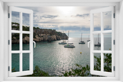 Fototapeta Naklejka Na Ścianę Okno 3D - Cala Macarelleta, Menorca. September 2021. Paradise beach on the island of Menorca. Perfect place to relax and enjoy nature in summer.