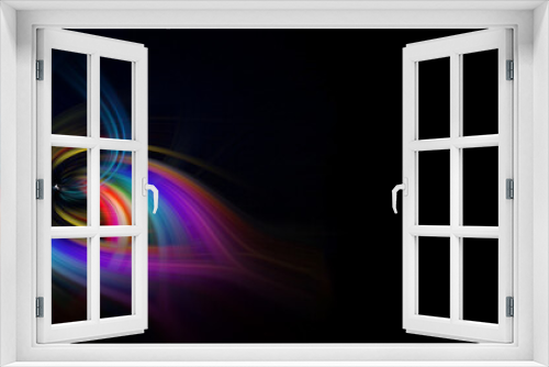 Fototapeta Naklejka Na Ścianę Okno 3D - Schwarzes Banner mit Swirl in Regenbogenfarben als Textur oder Hintergrund