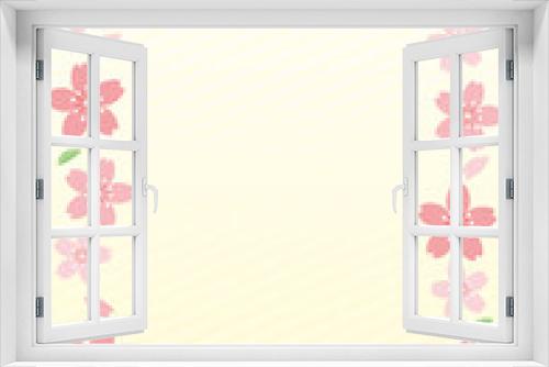 Fototapeta Naklejka Na Ścianę Okno 3D - 桜の花のかわいいフレーム背景　A3縦　
Cherry blossom frame vertical