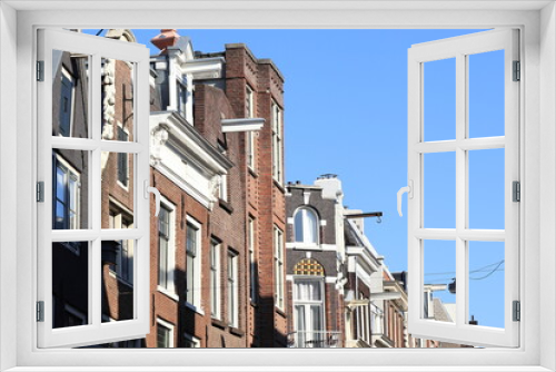 Fototapeta Naklejka Na Ścianę Okno 3D - Amsterdam Nieuwe Spiegelstraat Street House Facades Close Up, Netherlands