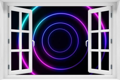 Fototapeta Naklejka Na Ścianę Okno 3D - Minimalistic futuristic glowing geometric circle background. Trendy neon circle background.
