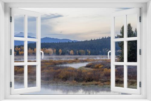 Fototapeta Naklejka Na Ścianę Okno 3D - Scenic Autumn Reflection Landscape in Grand Teton National Park Wyoming