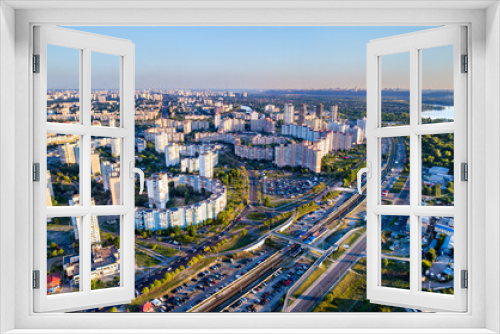 Birds eye view of Troieshchyna district of Kiev, the capital of Ukraine before the war with Russia