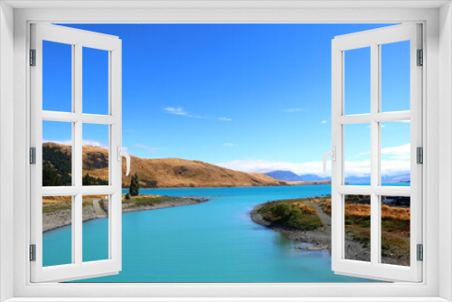 Fototapeta Naklejka Na Ścianę Okno 3D - テカポ湖、羊飼いの教会、エメラルドグリーン、湖、絶景（ニュージーランド）