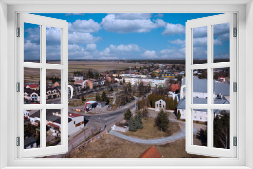 Fototapeta Naklejka Na Ścianę Okno 3D - Widawa village seen from above, Poland.