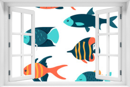 Fototapeta Naklejka Na Ścianę Okno 3D - Fish set. Fish icons. Underwater life. Sea world. Flat vector icons. Isolated on white background.	
