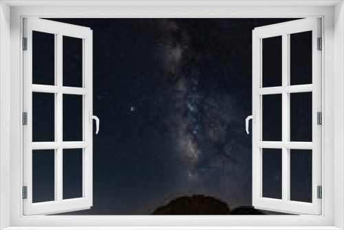 Fototapeta Naklejka Na Ścianę Okno 3D - The milkyway galaxy over Olympos mountain, from different angles. Hiking at night to explore wanderfull views.