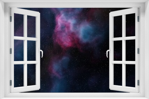 Fototapeta Naklejka Na Ścianę Okno 3D - colorful space background with stars, nebula gas cloud in deep outer space, science fiction illustrarion 3d illustration