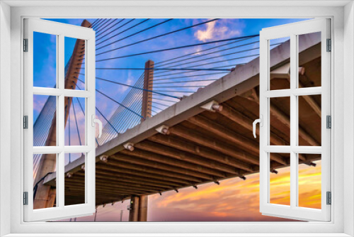 Fototapeta Naklejka Na Ścianę Okno 3D - Bridge at sunset 