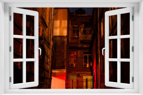 Fototapeta Naklejka Na Ścianę Okno 3D - night warm street in a cozy city