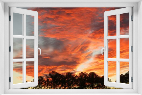 Fototapeta Naklejka Na Ścianę Okno 3D - Beautiful fiery orange sunset in the sky in North Florida nature