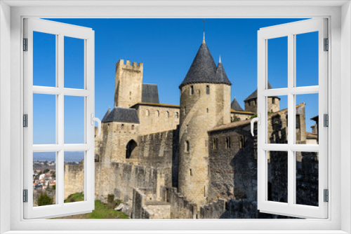 Fototapeta Naklejka Na Ścianę Okno 3D - Close-up view of the fortified city. Carcassonne, France.