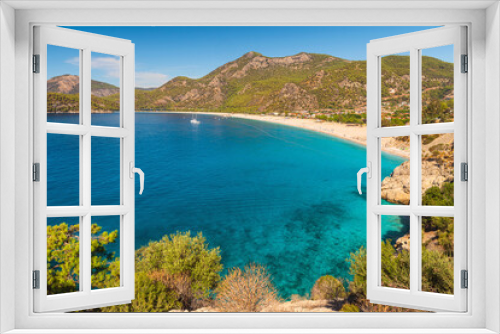 Fototapeta Naklejka Na Ścianę Okno 3D - Beautiful view of Oludeniz beach on Mediterranean sea in Mugla region, Turkey. Summer holiday travel destination