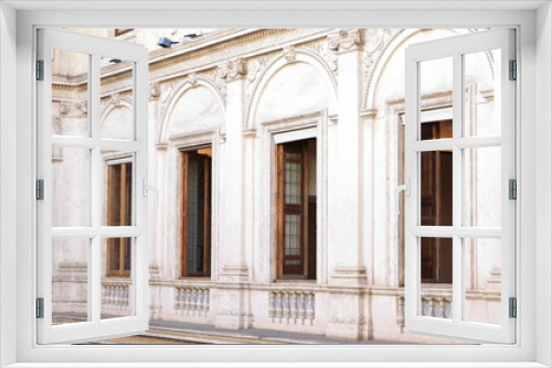 Fototapeta Naklejka Na Ścianę Okno 3D - Palazzo Altemps Exterior Detail with Windows and Balustrades in Rome, Italy