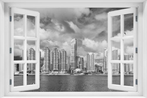 Fototapeta Naklejka Na Ścianę Okno 3D - high rise building and harbor in Hong Kong city