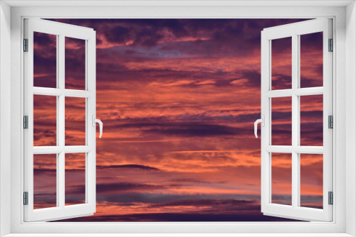 Fototapeta Naklejka Na Ścianę Okno 3D - Wolken, Gewitterwolken, Cirruswolken, Cumuluswolken, Haufenwolken, Abendwolken, in den Farben weiß, grau, orange, grau, blau, rot, voilett, pink