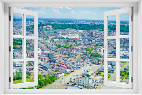 Fototapeta Naklejka Na Ścianę Okno 3D - セリオン（秋田市ポートタワー）からの秋田市の風景