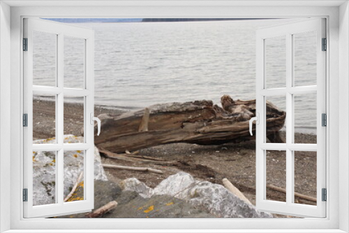 Fototapeta Naklejka Na Ścianę Okno 3D - log on shore