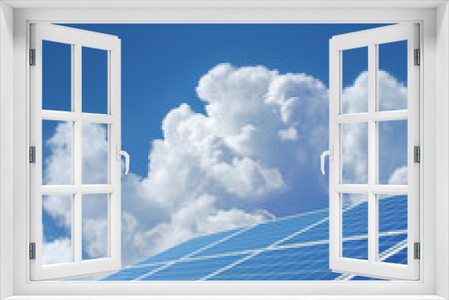 Fototapeta Naklejka Na Ścianę Okno 3D - Blue solar power panels generating renewable energy