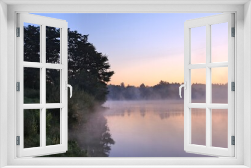Fototapeta Naklejka Na Ścianę Okno 3D - Poranek nad jeziorem