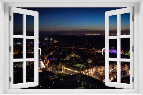 Fototapeta Naklejka Na Ścianę Okno 3D - Top view of panorama Leipzig ( Germany) at night.  Horizontal image.