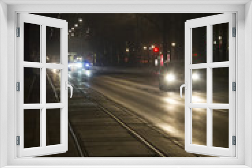 Fototapeta Naklejka Na Ścianę Okno 3D - Traffic after dark Vienna