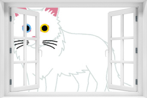 Fototapeta Naklejka Na Ścianę Okno 3D - ターキッシュアンゴラの猫イラスト