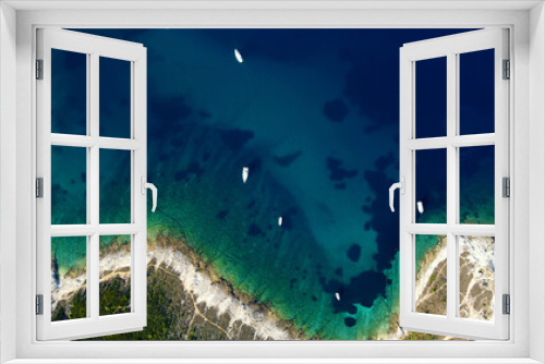 Fototapeta Naklejka Na Ścianę Okno 3D - High aerial drone view of Adriatic sea scape at summertime season.