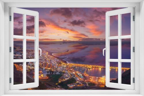 Fototapeta Naklejka Na Ścianę Okno 3D - Landscape with Santa Cruz de La Palma at night, Canary island, Spain