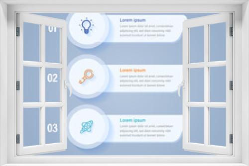 Business Infographic Concept With Three Options Or Processes On Blue Background.