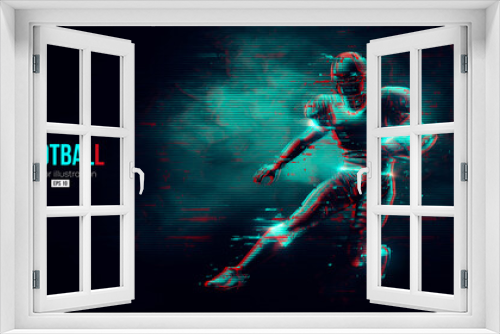 Fototapeta Naklejka Na Ścianę Okno 3D - Abstract silhouette of a NFL american football player man in action isolated blue background. Vector illustration