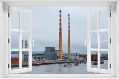 Fototapeta Naklejka Na Ścianę Okno 3D - Panorama of Dublin Bay with Poolbeg station - Dublin, UK