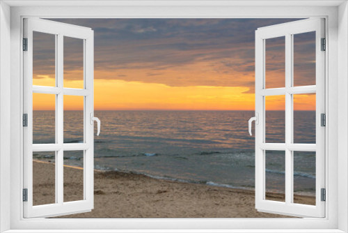 Fototapeta Naklejka Na Ścianę Okno 3D - View on landscape of sunset at beach. Travel concept