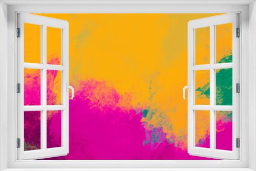 Colorful painting background abstract grunge pattern texture bright paint brush strokes and splashes and vibrant summer sunny orange hot pink and green colors design in painted art banner header image