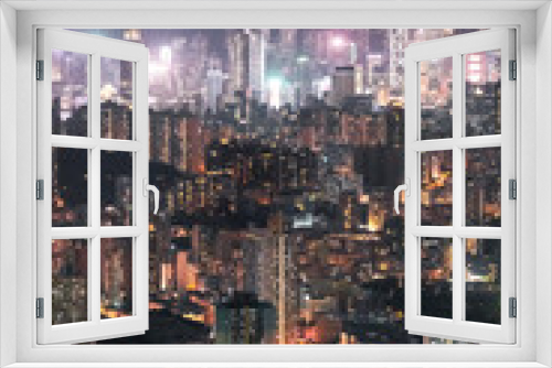 Fototapeta Naklejka Na Ścianę Okno 3D - Iconic view of cityscape of Hong Kong at night