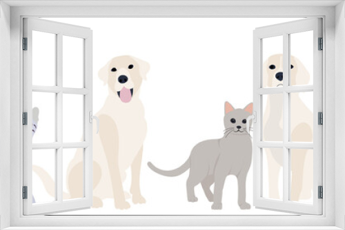 Fototapeta Naklejka Na Ścianę Okno 3D - cats and dogs flat design, isolated, vector