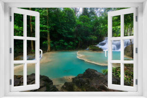 Fototapeta Naklejka Na Ścianę Okno 3D - Erawan Waterfall,beautiful waterfall deep forest in Thailand