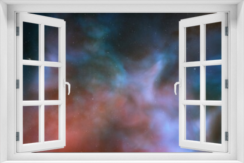Fototapeta Naklejka Na Ścianę Okno 3D - Space background with realistic nebula and shining stars. Colorful cosmos with stardust and milky way. Magic color galaxy. Infinite universe and starry night. 3d render	
