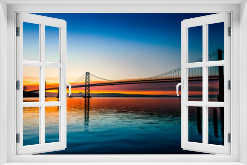 Fototapeta Naklejka Na Ścianę Okno 3D - Sunrise at Bay Bridge, San Fransisco, California