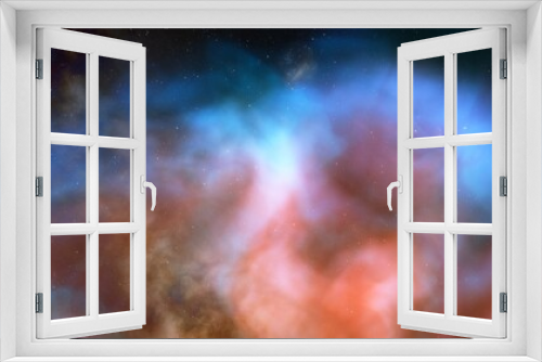 Fototapeta Naklejka Na Ścianę Okno 3D - Nebula in space, science fiction wallpaper, stars and galaxy, 3d illustration	
