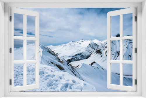Fototapeta Naklejka Na Ścianę Okno 3D - Winter snowy mountains. Caucasus Mountains, Georgia, Gudauri.