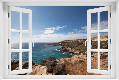 Fototapeta Naklejka Na Ścianę Okno 3D - Panoramic scenic view of the coast of Malta. Discovering Malta island, Europe. Hiking in Malta. Active life in Malta