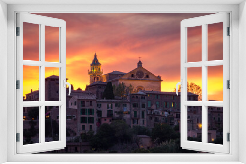 Fototapeta Naklejka Na Ścianę Okno 3D - Sunset in Valldemosa village in Mallorca (Spain)