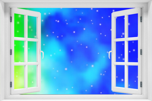 Fototapeta Naklejka Na Ścianę Okno 3D - Light Blue, Green vector texture with beautiful stars.