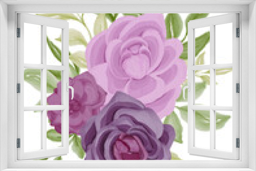Fototapeta Naklejka Na Ścianę Okno 3D - set of purple rose bouquet isolated clipart