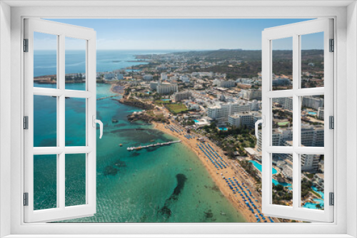 Fototapeta Naklejka Na Ścianę Okno 3D - Beaches and hotels of the first line of the Mediterranean Sea in Protaras, Cyprus, aerial view