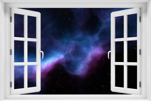 Fototapeta Naklejka Na Ścianę Okno 3D - nebula gas cloud in deep outer space, science fiction illustrarion, colorful space background with stars 3d render	
