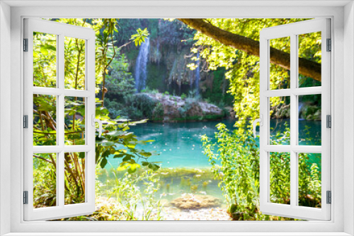 Fototapeta Naklejka Na Ścianę Okno 3D - waterfall in Antalya, Turkey. Green landscape