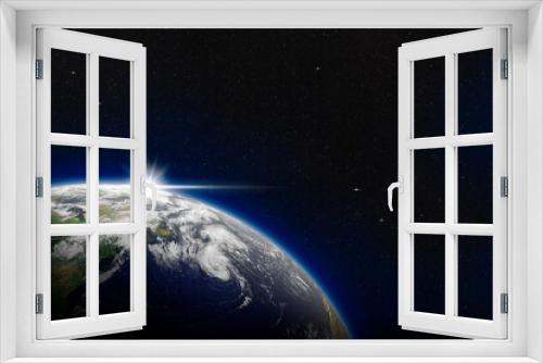 Fototapeta Naklejka Na Ścianę Okno 3D - View of blue planet Earth in space with her atmosphere with cope space elements of this image furnished by NASA